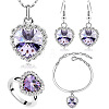 Heart Alloy with Crystal Pendant Necklace & Dangle Earring & Charm Bracelet & Ring FS-WGCCC64-03-2