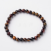 Natural Tiger Eye Round Bead Stretch Bracelets BJEW-L594-D08-1