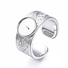 304 Stainless Steel Open Cuff Finger Ring Cabochon Settings X-STAS-T060-05P-3