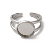 Non-Tarnish 304 Stainless Steel Cuff Ring Settings STAS-E202-02B-P-3