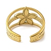 Flower 304 Stainless Steel Enamel Open Cuff Rings for Women RJEW-F166-21G-02-3