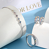 Anti-Tarnish Rhodium Plated Sterling Silver Heart Finger Rings & Link Bracelets & Hoop Earrings ES9944-9-2