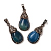 Natural Blue Banded Agate(Dyed & Heated) Pendants G-H065-01R-06-1