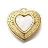 Ion Plating(IP) 304 Stainless Steel Pave Shell Heart Charms STAS-K263-63G-1