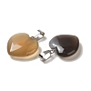 Heart Natural Grey Agate Pendants G-Q438-11-2