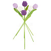 6Pcs 3 Colors Polyester Knitting Artificial Tulip Flower AJEW-CY0001-18-1
