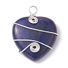 Natural Lapis Lazuli Copper Wire Wrapped Pendants PALLOY-JF02148-01-1