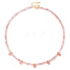Adjustable 4MM Round and Teeardrop Cherry Quartz Glass Beaded Necklace for Women Elegant Casual Jewelry Gift YO7964-7-1