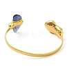 Natural Kyanite & Quartz & Pearl Irregular Open Cuff Bangle BJEW-G637-02G-3