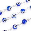 3.28 Feet Handmade Evil Eye Lampwork Round Beaded Chains X-CHC-G009-B-S05-2