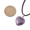 Natural Amethyst Heart Pendant Neckalces NJEW-JN05088-3