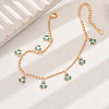 Fashionable Brass Enamel Flower Pendant Anklets for Women KA8156-2-2