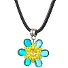 Glass Rhinestone & Glass Seed Beads Beaded Flower Pendant Necklaces NJEW-MZ00078-05-2