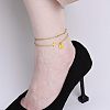 Brass Sideways Cross Link Anklets with Flat Round Initial Charms FS-WG12DAA-14-2