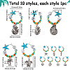 Starfish Synthetic Turquoise Wine Glass Charms AJEW-SC0002-39-2