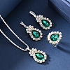 Teardrop Alloy Rhinestone Earring & Pendant Necklaces & Finger Rings Sets FS-WG77DAC-03-2