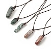 Natural Indian Nugget Pendant Necklace with Cowhide Leather Cord NJEW-JN03882-03-1
