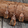 Teardrop Alloy Glass Pendant Necklaces & Dangle Earrings Sets FS-WGA3296-01-2