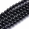 Natural Black Onyx Round Bead Strands G-T055-6mm-10-1