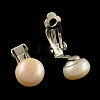 Half Round Natural Pearl Clip-on Earrings EJEW-R106-04-2