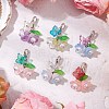 6Pcs Flower Glass Pendant Decorations HJEW-JM02791-2