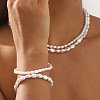 2Pcs Alloy Plastic Pearl Stretch Bracelets for Women BJEW-U011-03G-1