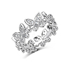 Anti-Tarnish Clear Cubic Zirconia Butterfly Finger Rings RJEW-Q814-12P-1