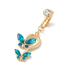Double Butterfly Rhinestone Charm Belly Ring AJEW-F057-03G-1