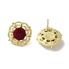 Flower Alloy & Flocking Acrylic Stud Earrings for Women EJEW-K282-05G-2