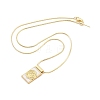 Brass Pave Shell Rectangle Saint Benedict Medal Pendants Necklaces for Women NJEW-Z053-01G-01-4