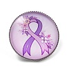 Breast Cancer Awareness Ribbon Glass Brooches JEWB-L019-01H-1