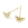Brass Pave Clear Cubic Zirconia Stud Earring EJEW-S217-G10-2