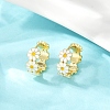 Brass Enamel Hoop Earrings EJEW-S277-01G-1