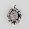 Tibetan Style Alloy Pendant Cabochon Settings TIBEP-N003-31AS-1