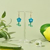 Lampwork Flower & Glass Flower of Life Dangle Earrings EJEW-TA00144-4