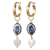 Oval with Heart 304 Stainless Steel Hoop Earrings EJEW-JE06927-3