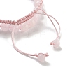 Natural Rose Quartz Round Beaded Stretch Bracelets & Braided Bead Bracelets BJEW-K251-04B-3