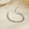 304 Stainless Steel Pave Colorful Cubic Zirconia Tennis Bracelets for Women BJEW-T023-02C-P-1