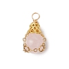 Natural Rose Quartz Pendants PALLOY-JF03396-01-1