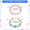 4Pcs 2 Colors Ocean Theme Starfish Turtle Synthetic Turquoise & Coconut Braided Bead Bracelet Sets BJEW-PA0001-03-2