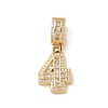 Brass Clear Cubic Zirconia European Dangle Charms KK-R003-01G-04-2