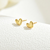 Real 18K Gold Plated Elegant Vintage Casual Fashion Stainless Steel Heart Stud Earrings for Women ZR3669-5-1