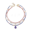 3Pcs 3 Style Glass Seed Imitation Pearl Beaded Necklaces Set NJEW-JN04013-1