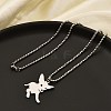 201 Stainless Steel Laser Cut Puppy Dog Pendant Box Chain Necklaces for Women Men NJEW-Q004-01P-2