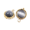 Rotatable Cat Eye Round Pendants KK-B157-37B-G-2