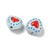 Heart Pattern Handmade Porcelain Enamel Beads PORC-G016-03O-3