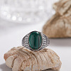 925 Sterling Silver with Natural Malachite Finger Rings WGB2E64-44-1