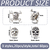 60Pcs 3 Style Tibetan Style Alloy Beads FIND-FH0011-88-2