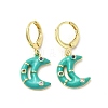 Crescent Moon Golden Brass Dangle Leverback Earrings EJEW-L268-031G-04-1