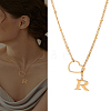 1Pc Letter & Heart Stainless Steel Lariat Necklaces for Women NJEW-LP0002-87G-R-1